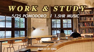 【Study with Me】Not Just Library | 1.5 HR Music, 25/5 Pomodoro