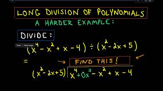 Long Division of Polynomials - A slightly harder example