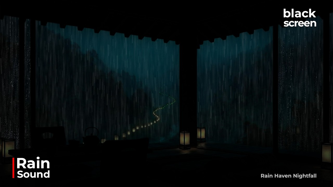 Звуки дождя в горной хижине (без рекламы) | Спокойствие и сон в темной спальне | Черный экран