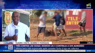 DF ALERTA - Três contra um idoso: homem cai e continua a ser agredido no chão