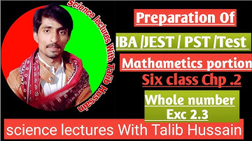 Six class maths || Whole no Exc 2.3||Preparation of JEST and PST||math portion of JEST and PST