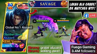 I Met Fuego - No.1 Most Famous Streamer 999 Star! 😱 (He Was Shock) - 1v5 Global Alucard Savage! 🔥