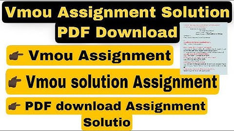 vmou Assignment Solution PDF Download 2021-22 | vmou Assignment Solution | vmou Assignment Answer