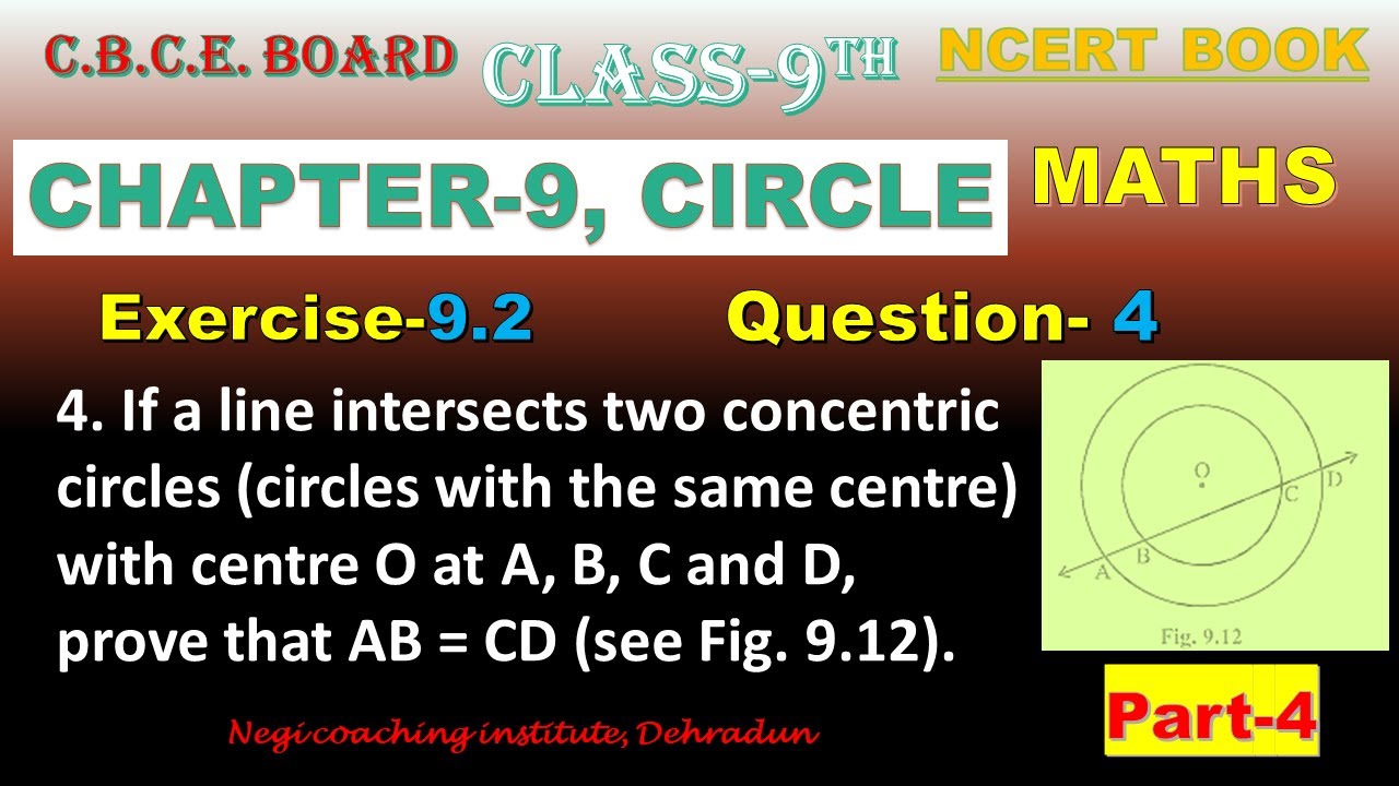 class 9, CBSE board, chapter 9, circle, exercise 9.2 question 4, NCERT BOOK, PART-4