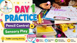 Day 1 Worksheet for toddlers Pencil Control & Fine Motor Skills   Early Learning Activity 