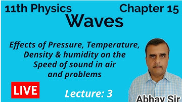 Effects of pressure, temperature, density & humidity on the speed of sound in air & problems, Ch.15