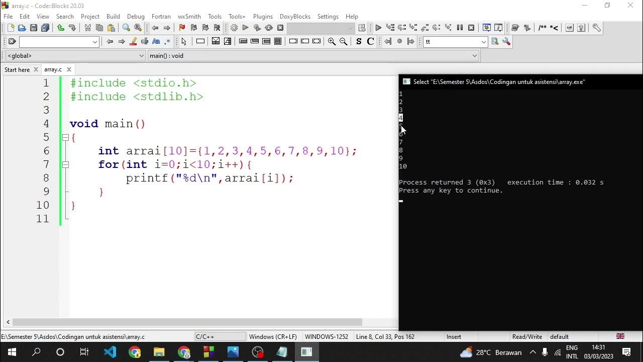 Array Bahasa C - YouTube