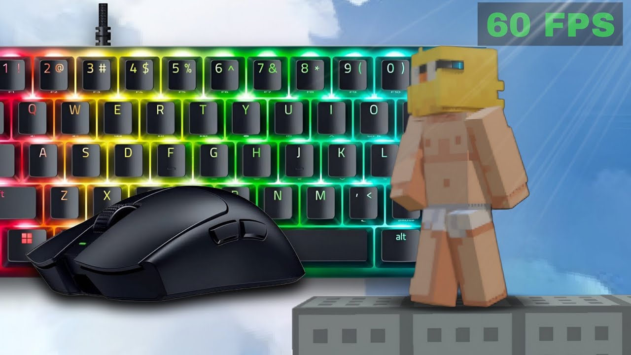 I play bedwars Minecraft PE phone with (Keyboard and Mouse...)