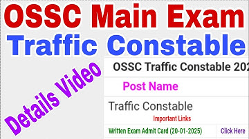 #OSSC #Main Exam #Traffic Constable Admit Card Out