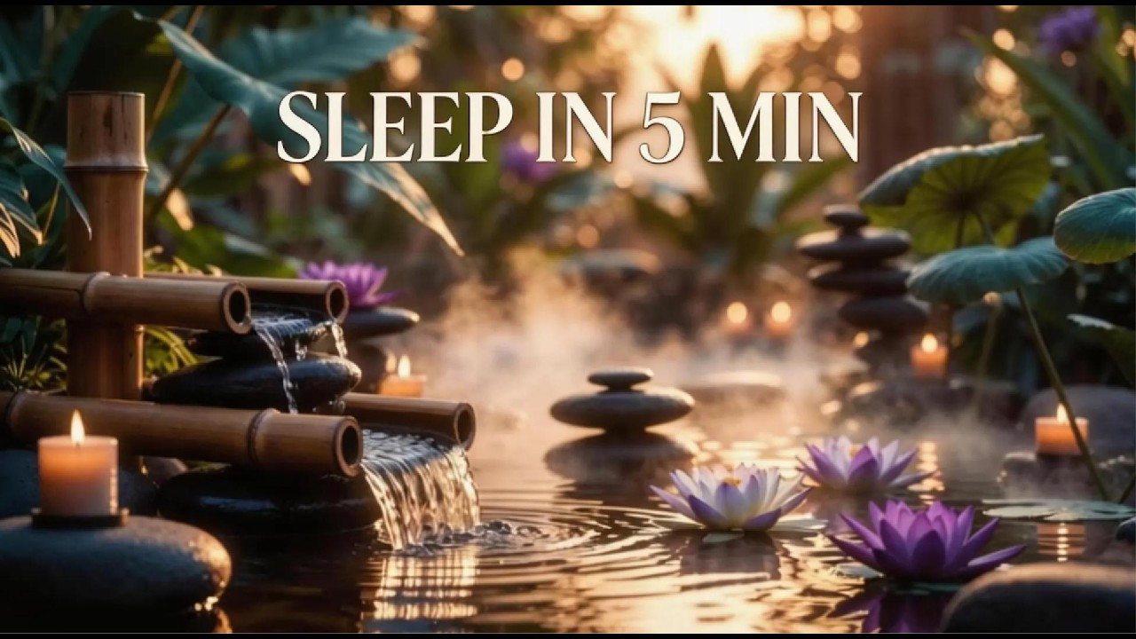 Deep Sleep Piano & Flowing Water 🌸 Zen Garden Relaxation | 2 Hour Calm Night Ambience