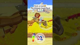 Hank Vs Lion Funny Race - My Talking Hank Islands