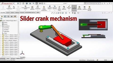 Slider Crank Mechanism Solidworks ( parts , assembly and Motion Study )