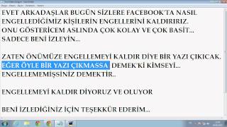 Facebook Engel Kaldırma