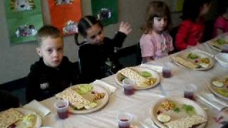 Singing about one of the Plagues in Egypt at the JCC Early Childhood Seder