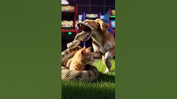A puppy rescuing a kitten from an anaconda attack. Heart-Stopping Rescue #omg #viral #rescue