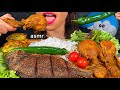 EATING SPICY CHICKEN CURRY FRIED FISH MASALA OMELETTE GREEN BEANS & CHILLI ASMR 먹방 Real Sounds