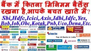 Banks Minimum Balance in Saving Account| Rural,Urban,Semi-Urban,Metro Area| All Banks