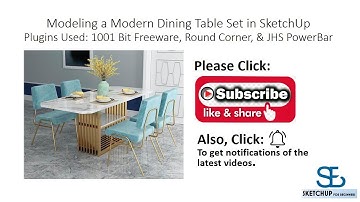 Sketchup Modeling a Modern Dining Table Set.