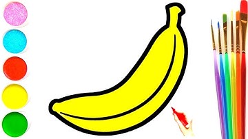 Cách vẽ quả chuối và tô màu cho trẻ em Drawing a picture of a Banana