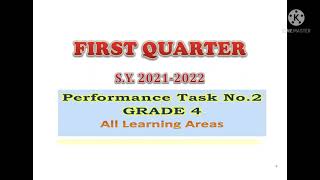 PERFORMANCE TASK NO. 3 GRADE 4 1ST QUARTER