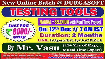 TESTING TOOLS Online Training @ DURGASOFT