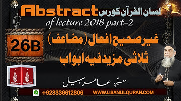 Abstract of Lecture 26-B lisan ul quran 2018 Part 2 غیرصحیح افعال (مضاعف) ثلاثی مزیدفیہ ابواب