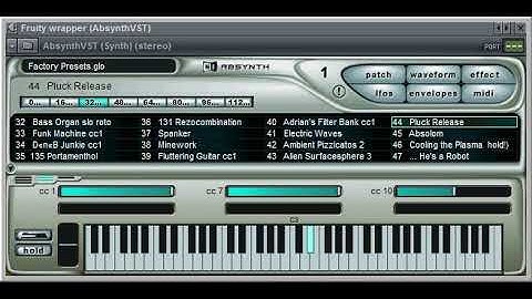 Absynth 1.3 VST synthesizer (Native Instruments) - Preview of 128 sound patches