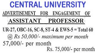 60 Assistant Professor Recruitment Notification in Govt. University | PG/UGC NET/PhD | Rs 75,000 pm