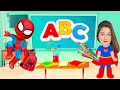 ABC DO SUPER HERÓI - SPIDERMAN VS SUPERGIRL - Descubra a Palavra no Desafio do Alfabeto da Mileninha