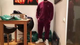 adidas maroon velour tracksuit