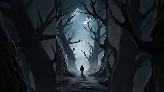 A Man Travels Near Ghost Houses In The Dark Night