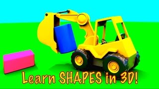 Learn Shapes! 3D Excavator Cartoons for Kids.Kids Construction.Videos for Kids.CYLINDER screenshot 4