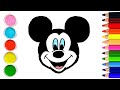 Mickey Mouse Drawing, Painting, Coloring for Kids | Как Нарисовать Микки Мауса поэтапно | drawing