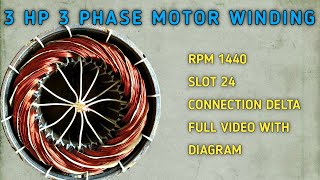 3 Hp 3 Phase Motor Winding24 Slot 3 Phase Motor Winding4 Pole 3 Phase Motor Windingmotor Winding