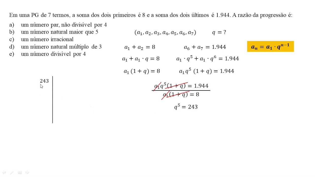 Determine O Numero De Termos Da Pg 1 2 256