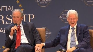 Presidential bromance: Bush and Clinton trade jokes, discuss family and 2016