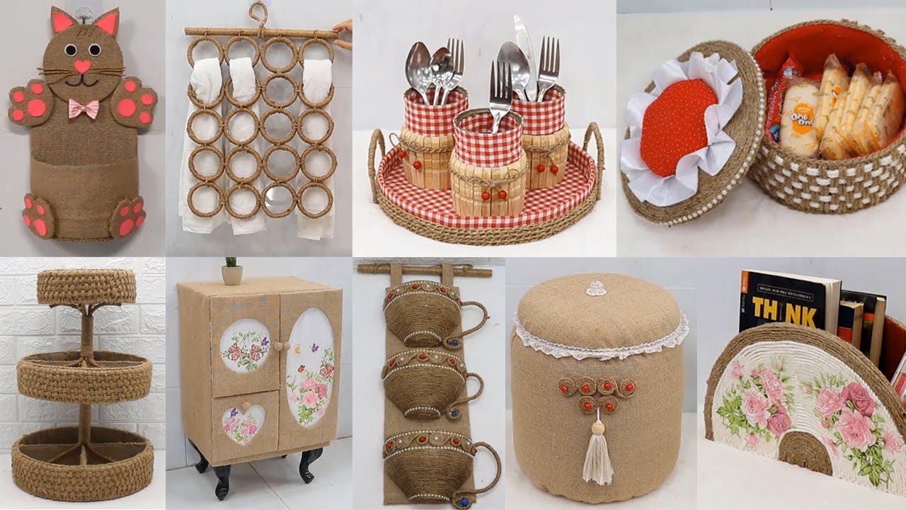 10 идей повторного использования отходов для органайзера для хранения | Идеи для поделок из джута