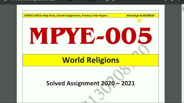 MPYE 005 Solved Assignment 2020-21 | World Religions | IGNOU Solved Assignment 2020-21