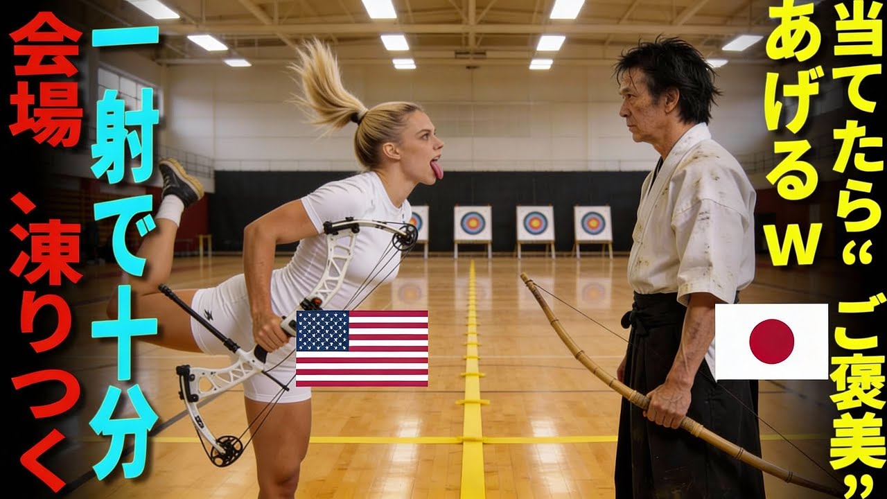 【海外の反応】「ど真ん中なら“ご褒美”あげるｗ」見下して笑う全米女王…無表情の日本人青年が『神の一射』を放った瞬間、会場が凍った