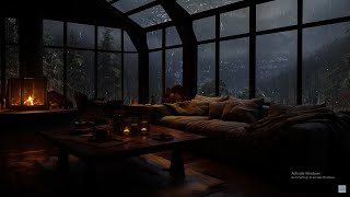 Rain Sounds for Sleeping | Fireplace Ambience for Relaxation, Sound Rain in the Forest at Night🌧️