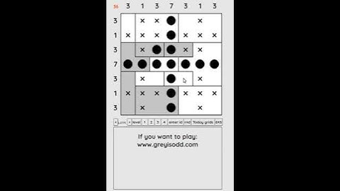 Grey is Odd - Today grids. Solution level 1 7X7 dated 04-27-2024 #logicpuzzles #logicgames  #games