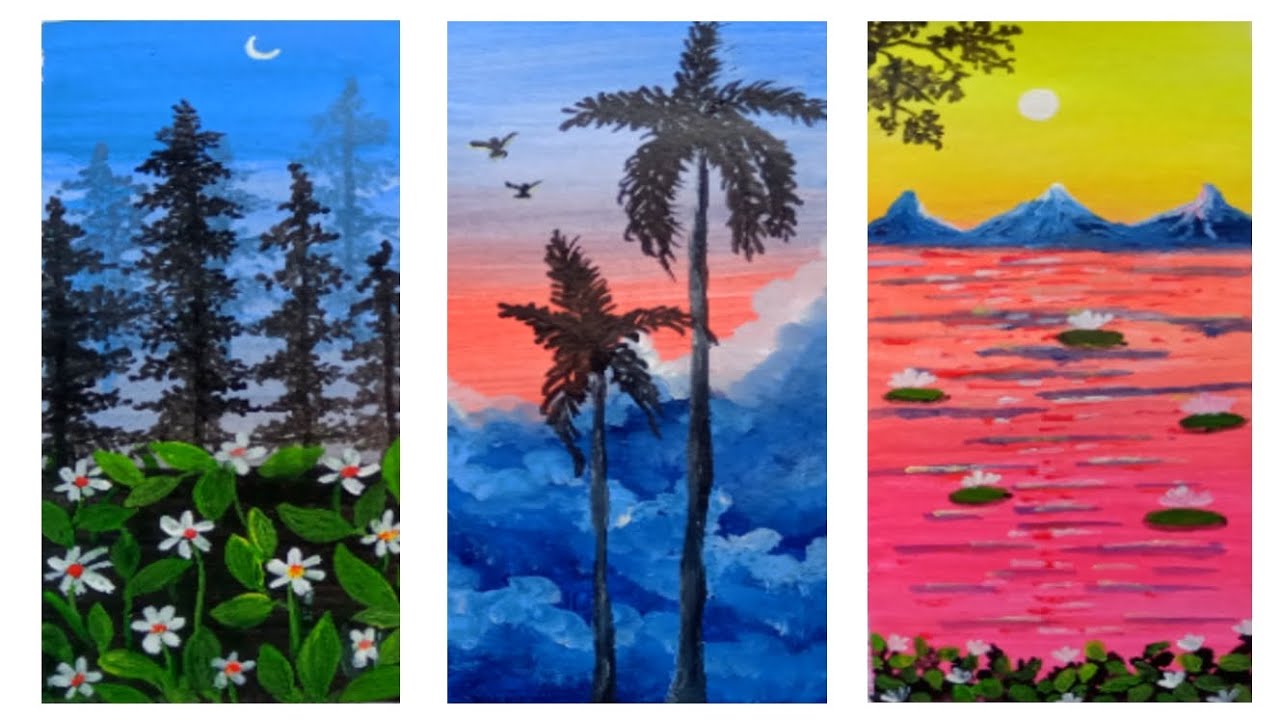 40 Easy Landscape Painting Ideas, Easy Acrylic Painting Ideas for Begi –  Paintingforhome