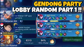 Gendong Party Lobby Random Part 1 !! Reaksi Publik Random Digendong Meta Ciki Julian 28 Kill😱