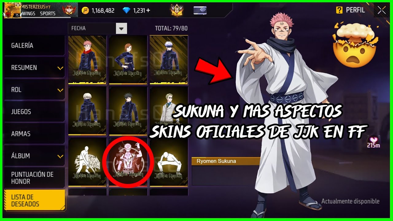 SUKUNA PRIMER CAPITULO SATORU GOJO SKINS y PREMIOS OFICIALES del CAPITULO 1 JUJUTSU KAISEN free fire