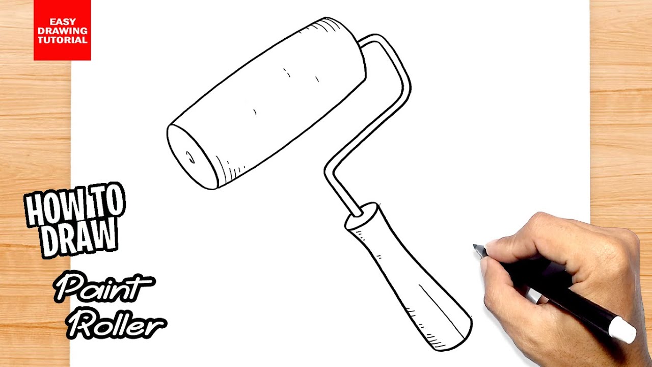 Paint roller sketch construction tool color Vector Image