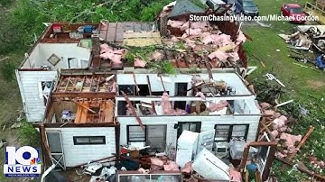Drone video shows tornado damage, severe weather aftermath