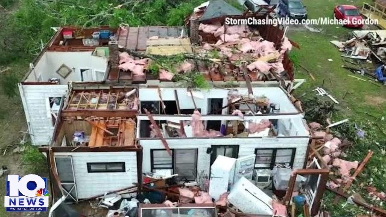Drone video shows tornado damage, severe weather aftermath - YouTube