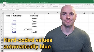 Automatically format hard-coded values as blue in Excel