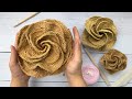 آموزش قلاب بافی گل رز سه بعدی بزرگ ایده شیک برای دیوارکوب کیف و کلاه