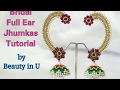 DIY | Designer Bridal Full Ear Jhumkas making at Home | Silk Thread/Paper Earrings |  Tutorial